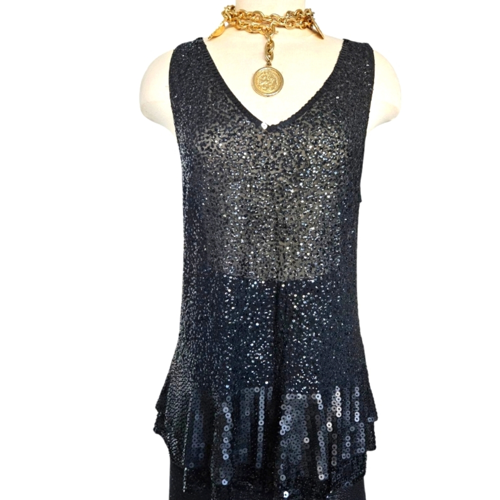 Marc Cain Black Sequin Sleeveless Top